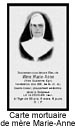Carte mortuaire de mère Marie-Anne 