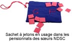 Sachet à jetons en usage dans les pensionnats des soeurs NDSC