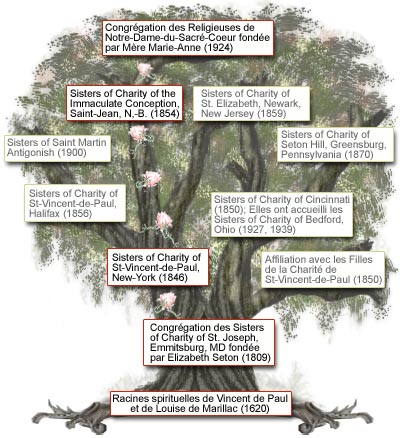 Arbre généalogique des Religieuses de Notre-Dame-du-Sacré-Coeur