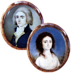 Portraits miniatures qu'Elizabeth Bailey et William Seton se sont présentés à leur mariage.(tiré de Elizabeth Ann Seton par M. I. Fugazy) 