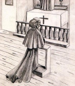 Elizabeth Seton au moment de sa conversion.(Dessin de G. E. Carque)